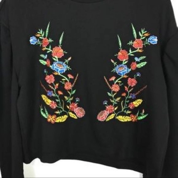 Cozy Juliet Boho Puff Sleeve Floral Sweatshirt NWT - Picture 2 of 7